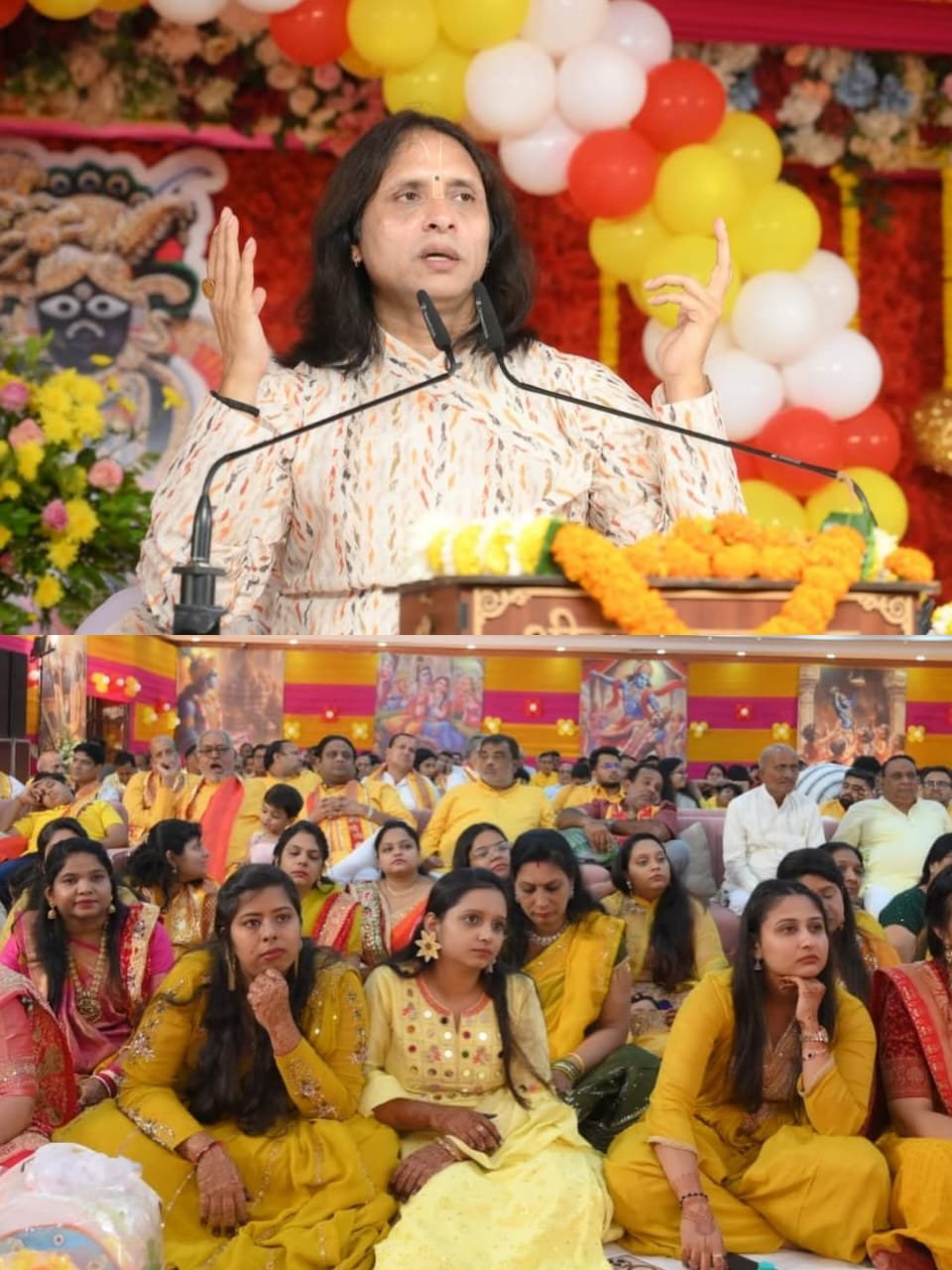 Shrimad Bhagwat Katha is resonating in Agrasen Dham, a flood of faith has surged